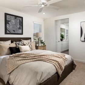 Generous bedroom offerings to fit every family bedroom with bed and side tables